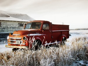 Old Red Truck by Farmers Hall2-800