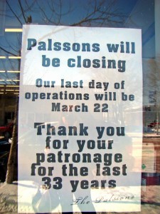 Sign on Palsson Window