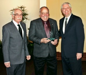 EICD Chair Harold Foster (centre) and Vice Chair Rick Gamble (left) accepted the award from Minister of Conservation, Gord Mackintosh at a ceremony at the Manitoba Legislative Building in Winnipeg, on Apr. 3.